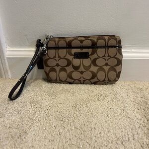 Coach Brown Signature Wristlet